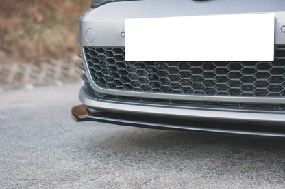 LIP SPOILER UNDER FRONT BUMPER VW GOLF 7 GTI ABS GLOSSY BLACK SPLITTER .-