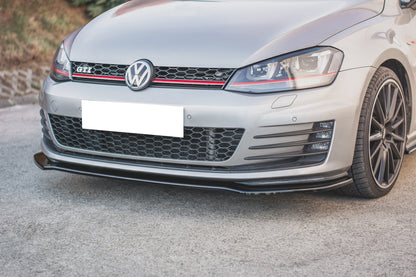 LIP SPOILER UNDER FRONT BUMPER VW GOLF 7 GTI ABS GLOSSY BLACK SPLITTER .-