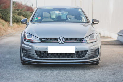 LIP SPOILER UNDER FRONT BUMPER VW GOLF 7 GTI ABS GLOSSY BLACK SPLITTER .-