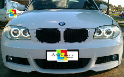 FARI SATINATI CON ANELLI ANGEL EYES LED BIANCHI BMW E81 E82 E87 E88 04-11