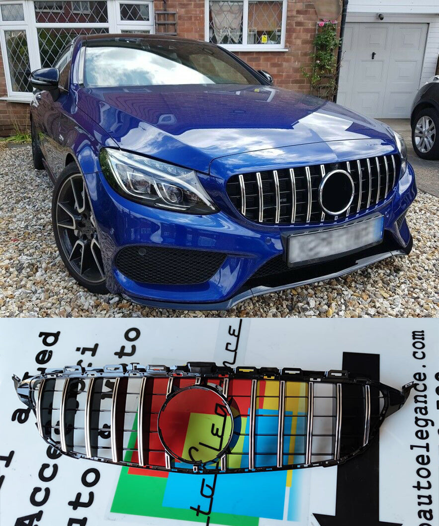 MERCEDES C-CLASS W205 2015+ AMG FRONT GRILLE SATIN PROFILES