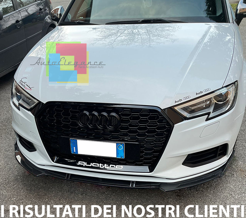 AUDI A3 8V LIFT SOTTO PARAURTI ANTERIORE CARBONIO RS3 DESIGN SPLITTER CARBON AUTOELEGANCERICAMBI