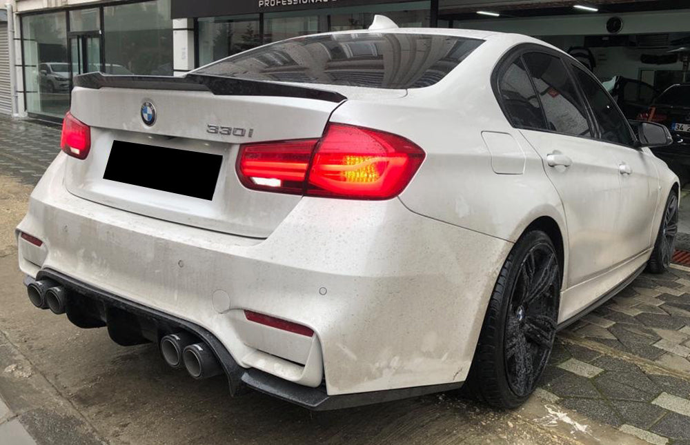 BMW 3 SERIES F30 M3 REAR DIFFUSER UNDER BUMPER BLACK + SIDE SPLITTER 0141