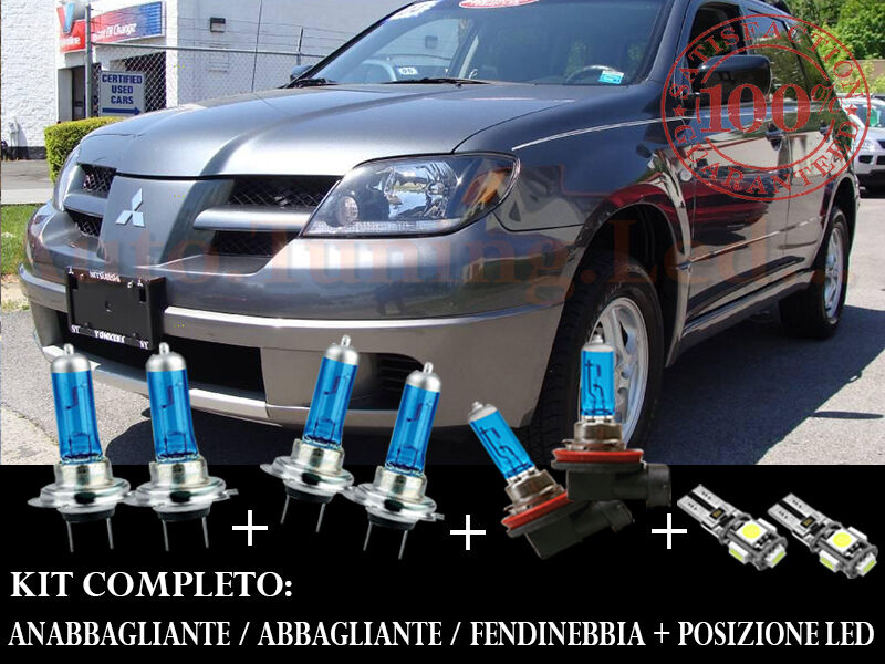 MITSUBISHI OUTLANDER 2003-2006 SET COMPLETO LAMPADE BLU XENON + POSIZIONE A LED
