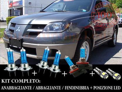MITSUBISHI OUTLANDER 2003-2006 SET COMPLETO LAMPADE BLU XENON + POSIZIONE A LED