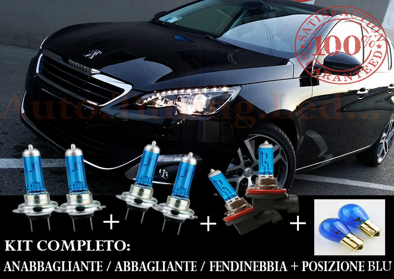 PEUGEOT 208 SET COMPLETO LAMPADE BLU XENON + POSIZIONE BLU XENON P21W