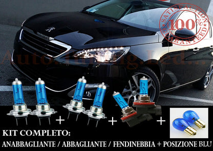 PEUGEOT 208 SET COMPLETO LAMPADE BLU XENON + POSIZIONE BLU XENON P21W