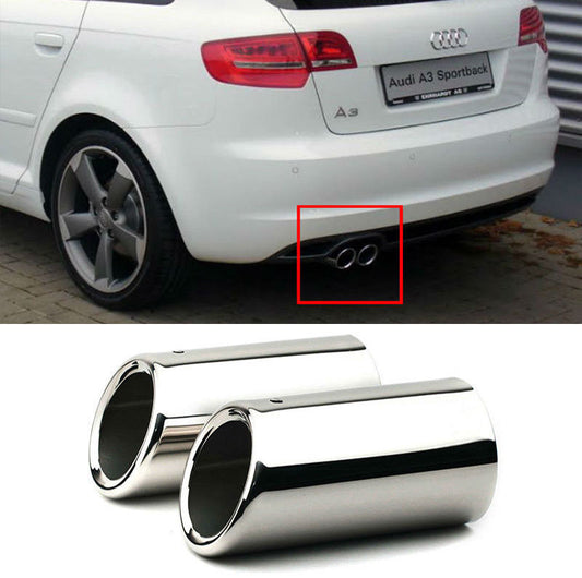 CHROME EXHAUST TIPPER STAINLESS STEEL SLINE AUDI A3 8P 2004-2012 SPORTBACK