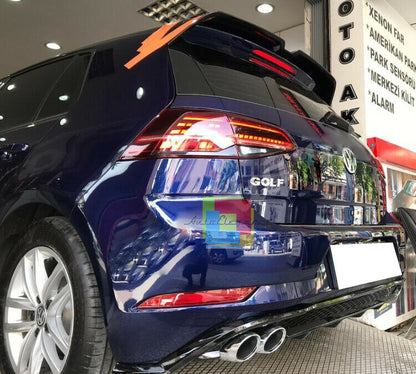 VW GOLF 7.5 2017- REAR DIFFUSER UNDER BUMPER FOUR TIP ABS BLACK
