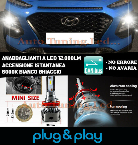 LAMPADE ANABBAGLIANTI LED HYUNDAI KONA ISTANTANEO NO AVARIA 12.000LM