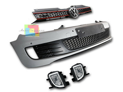 VW Golf 6 2008-2012 PARAURTI ANTERIORE COMPLETO LOOK GTI GRIGLIE + FENDINEBBIA