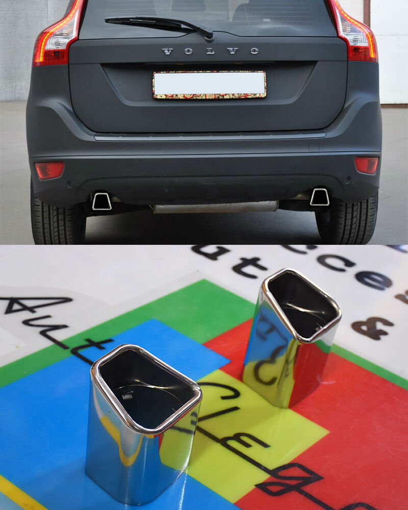 COPPIA TERMINALI VOLVO XC60 V60 S60 DAL 2000 IN POI - ACCIAIO INOX LOOK SPORTIVO AUTOELEGANCERICAMBI