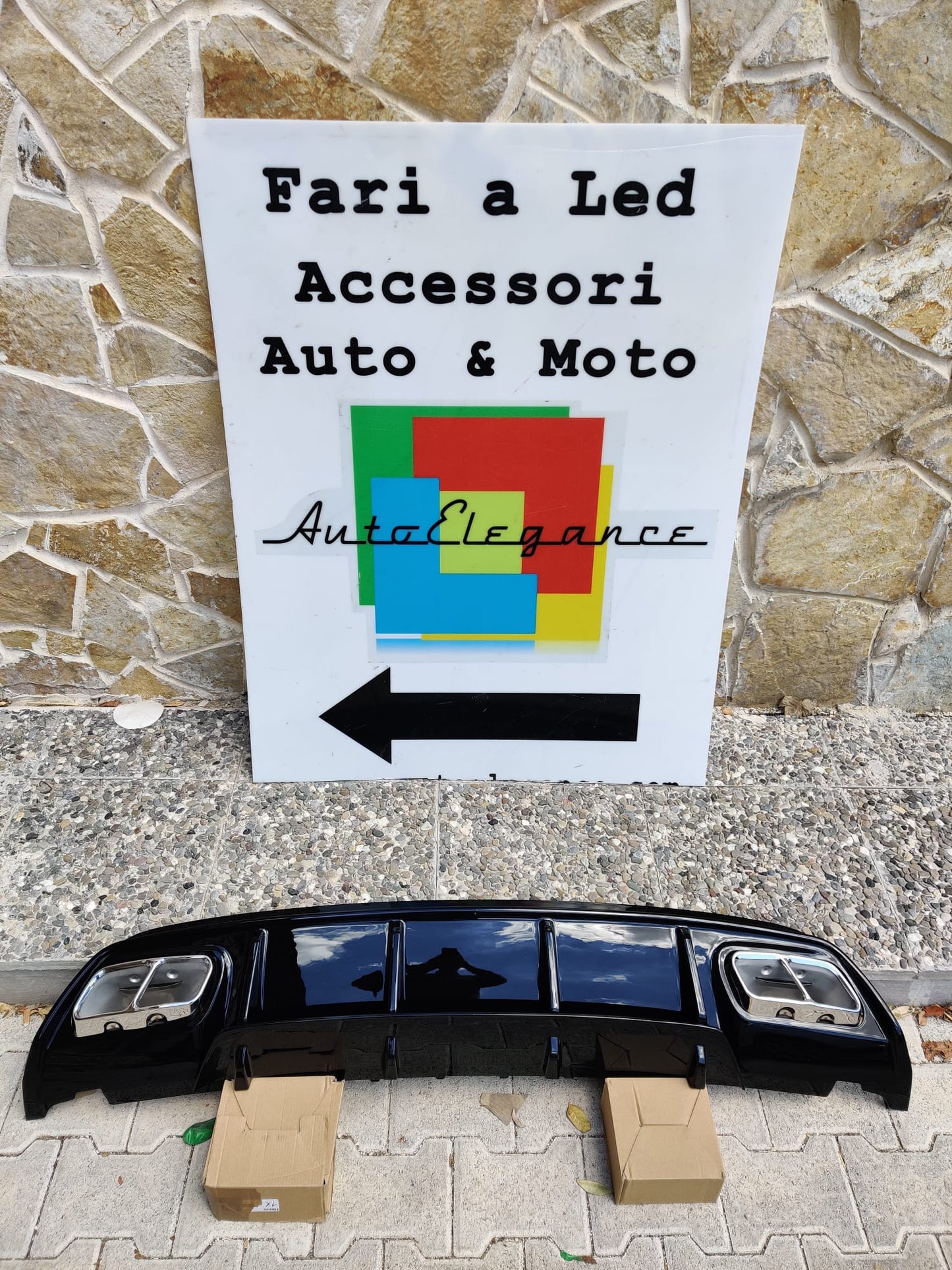 MERCEDES A W176 2012+ DIFFUSORE SOTTO PARAURTI + TERMINALI CROMATI AMG A45