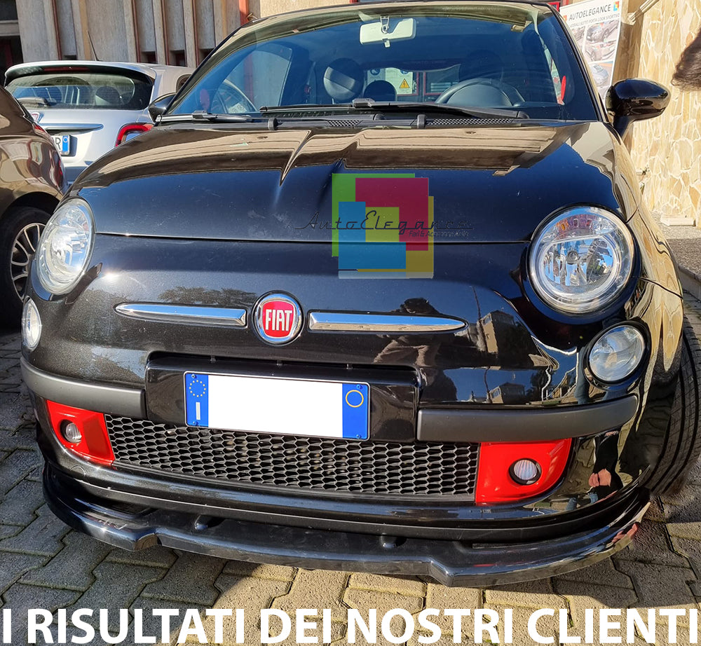 LAMA ADATTA A FIAT 500 SPLITTER PARAURTI ANTERIORE NERO LUCIDO LOOK SPORTIVO ABS