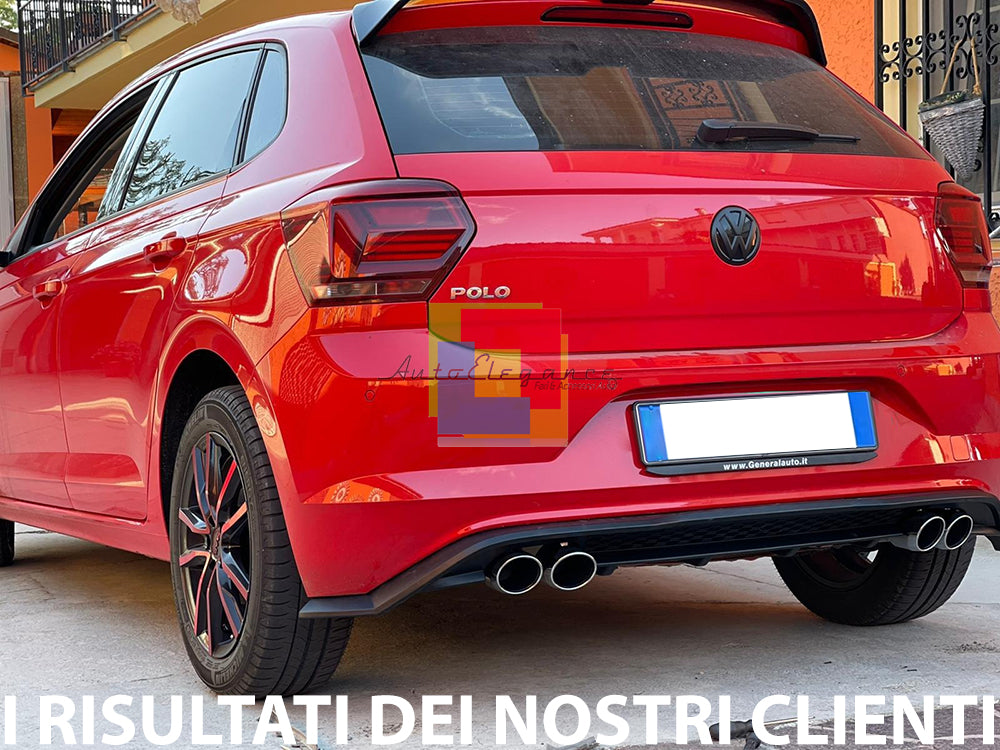 VW POLO AW1 DIFFUSORE POSTERIORE SOTTO PARAURTI QUATTRO TERMINALI ABS NERO