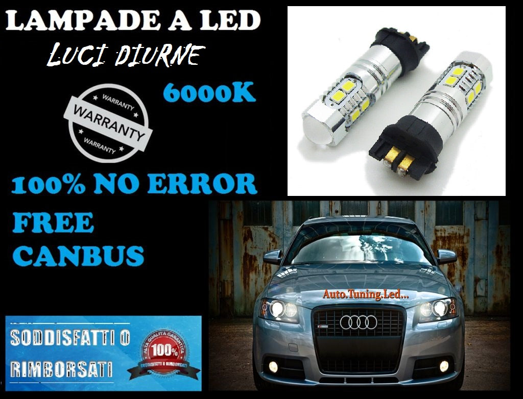 BMW SERIE 3 F30 F31 LUCI DIURNE LED PW24W COPPIA NO ERROR EFFETTO XENON AUTOELEGANCERICAMBI