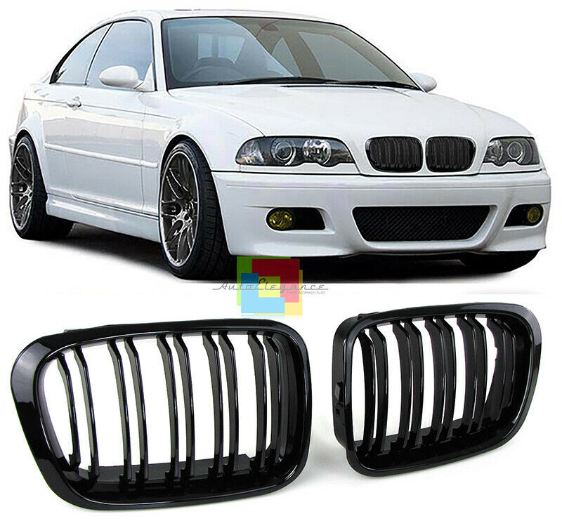 GRIGLIE ANTERIORI DOPPIA FASCIA M MASCHERINE BMW SERIE 3 E46 98-01 BERLINA SW
