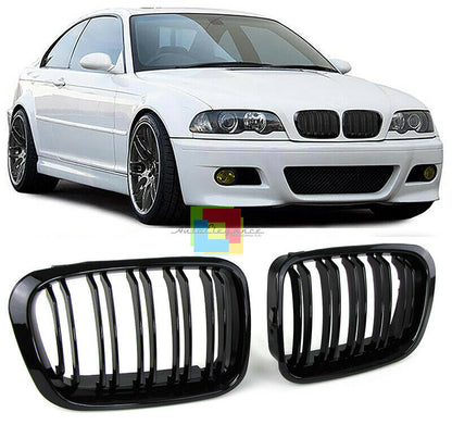 GRIGLIE ANTERIORI DOPPIA FASCIA M MASCHERINE BMW SERIE 3 E46 98-01 BERLINA SW