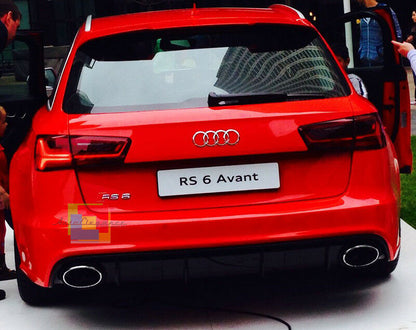 COPPIA TERMINALI DI SCARICO AUDI A6 4G C7 2011-2015 OVALI ACCIAIO LOOK RS6 AUTOELEGANCERICAMBI