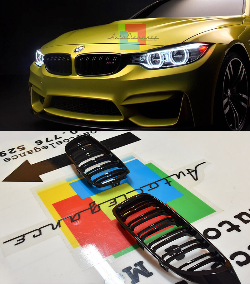GRIGLIE ANTERIORI DOPPIA FASCIA M4 NERE - MASCHERINE BMW SERIE 4 F32 COUPE 2013+