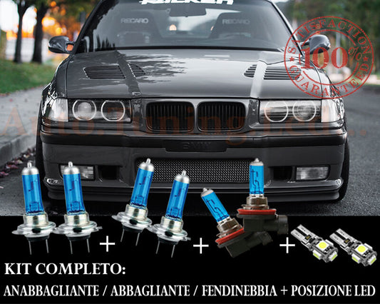 BMW SERIE 3 E36 SET COMPLETO LAMPADE BLU XENON + POSIZIONE A LED AUTOELEGANCERICAMBI