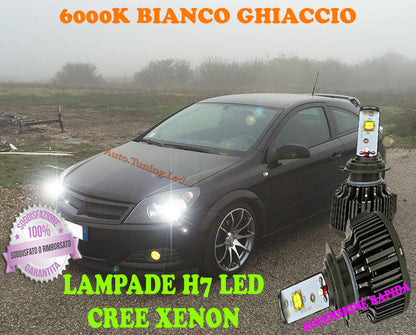 OPEL ASTRA H LAMPADE H7 CREE XENON ANABBAGLIANTE 6000K BIANCO SOLO FARI ALOGENI