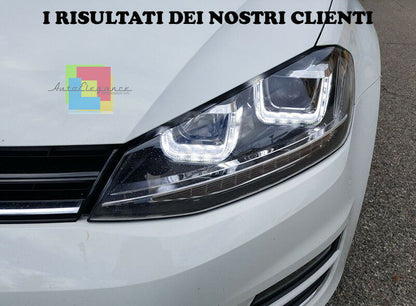 VW GOLF 7 VII 2012 IN POI FARI ANTERIORI SPORTIVI DOPPIA U LED DIURNE FANALI GTI