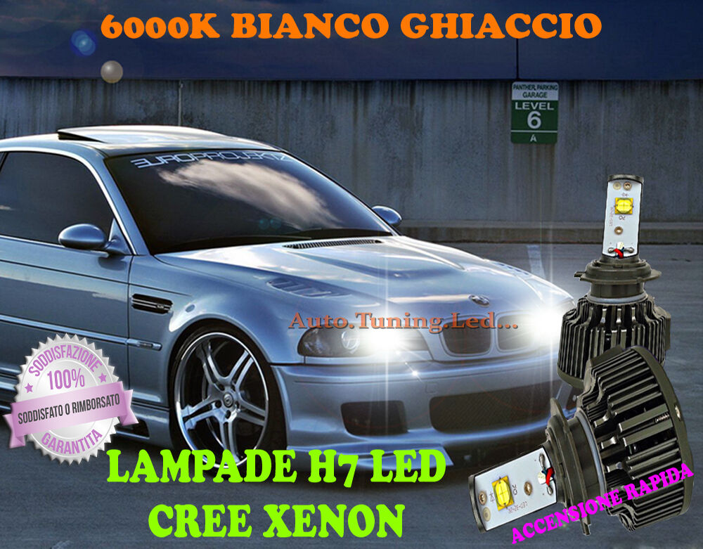 BMW SERIE 3 E46 LAMPADE H7 CREE XENON ABBAGLIANTI 6000K BIANCO RAPIDO AUTOELEGANCERICAMBI