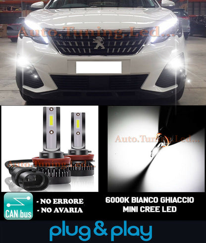 LAMPADE FENDINEBBIA A LED CREE PEUGEOT 3008 MK2 CAMBUS BIANCO GHIACCIO 8000LM