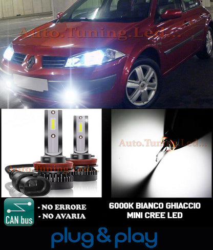 CREE LED FOG LIGHTS RENAULT MEGANE II CAMBUS ICE WHITE 8000LM