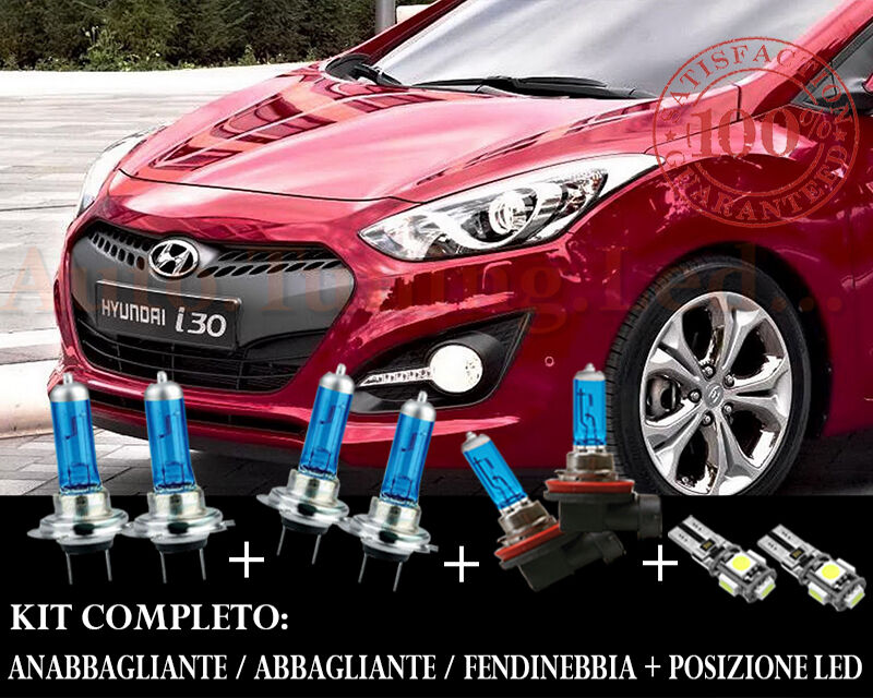 HYUNDAI I30 2011+ SET COMPLETO LAMPADE BLU XENON + POSIZIONE A LED