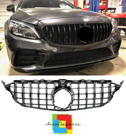 GRILLE MERCEDES C CLASS W205 S205 2019+ GT LOOK GLOSS BLACK PROXIMITY SENSOR NEWS