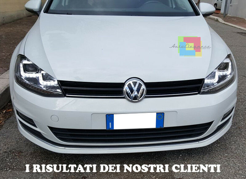 VW GOLF 7 VII 2012 IN POI FARI ANTERIORI SPORTIVI DOPPIA U LED DIURNE FANALI GTI