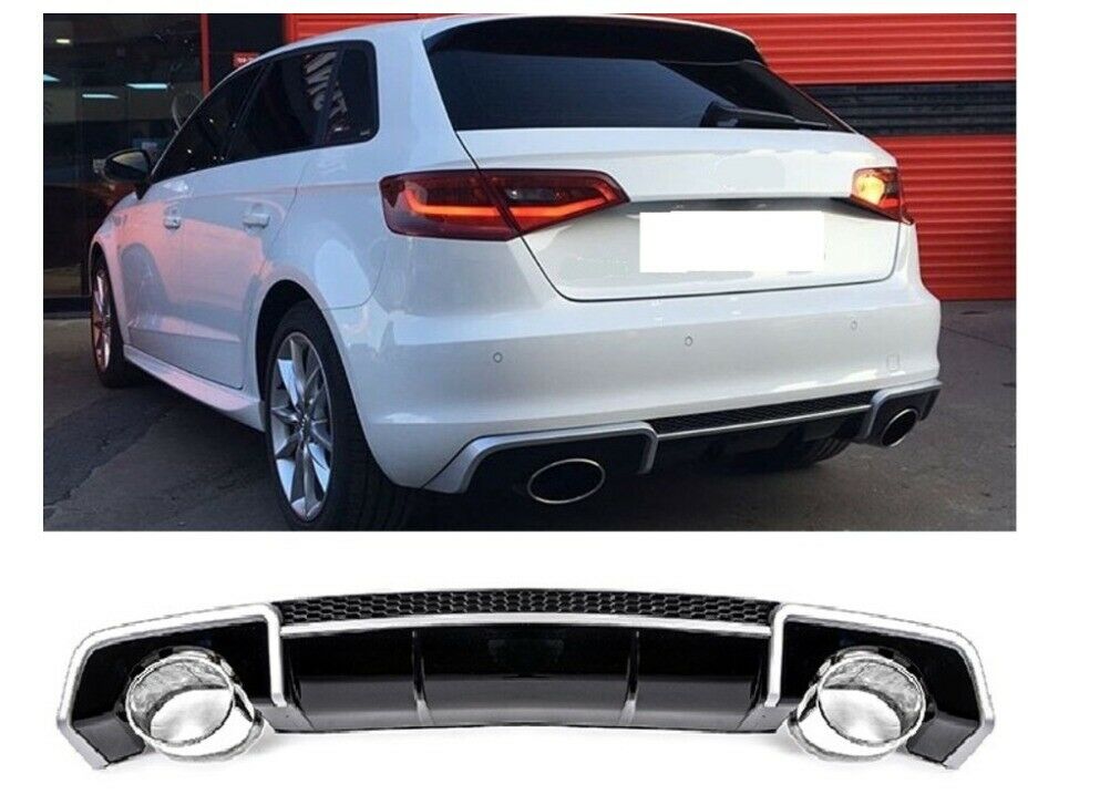 SOTTO PARAURTI AUDI A3 8V SPORTBACK 2016+ DIFFUSORE RS3 PARAURTI SLINE TERMINALI