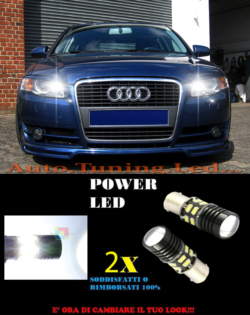 COPPIA LAMPADE LUCI DIURNE LED 6000K P21W BA15 AUDI A4 B7 NO ERROR CAMBUS AUTOELEGANCERICAMBI
