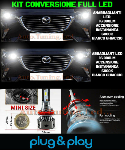 LOW BEAM + HIGH BEAM DAYTIME HEADLIGHTS MAZDA CX-3 CX3 NO FAILURE 16,000LM