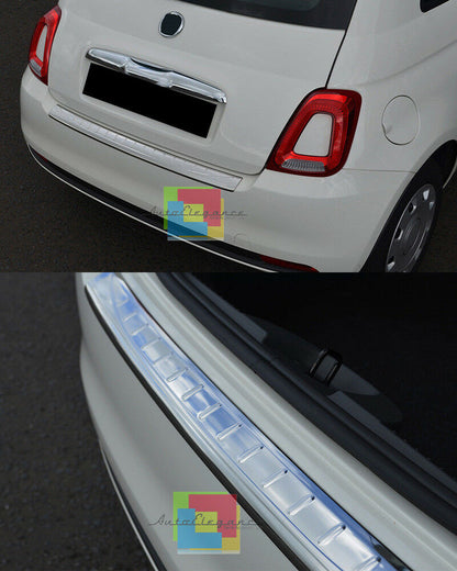 PIASTRA CROMATA PORTELLONE POSTERIORE FIAT 500 2007 IN POI ACCIAIO INOX