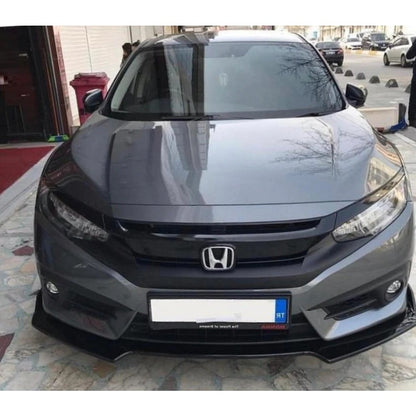 HONDA CIVIC X 2015+ FRONT BUMPER SPLITTER 3 PIECES ABS GLOSS BLACK