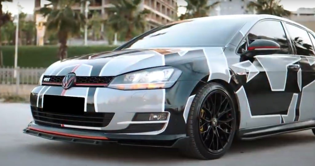 0237 VW GOLF 7 & 7.5 SPLITTER PARAURTI ANTERIORE NERO LUCIDO LOOK RS AUTOELEGANCERICAMBI