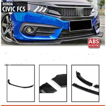 HONDA CIVIC X 2015+ FRONT BUMPER SPLITTER 3 PIECES ABS GLOSS BLACK