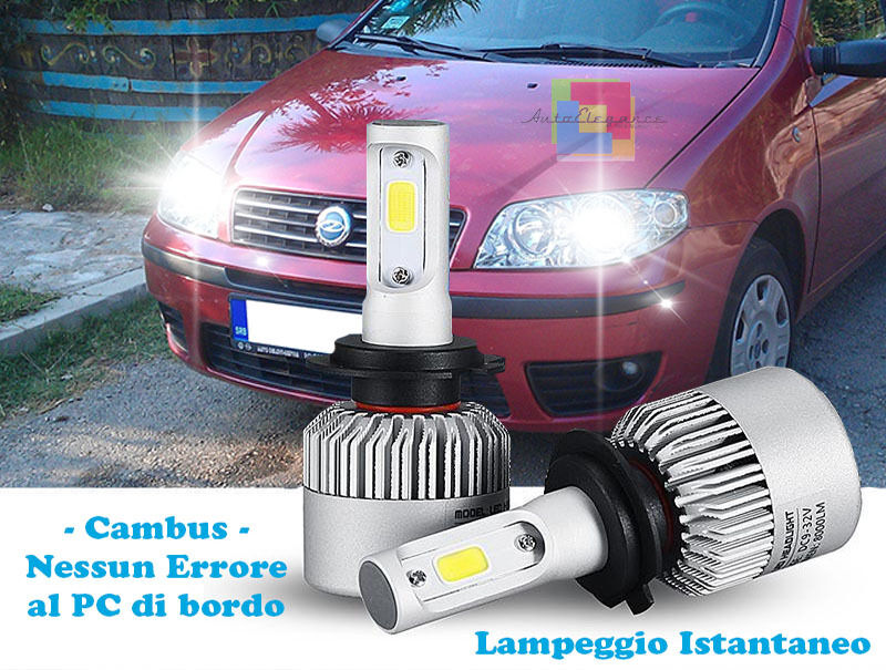 LAMPADE ANABBAGLIANTI LED FIAT PUNTO 188 2003-2010 LAMPEGGIO ISTANTANEO 6000K