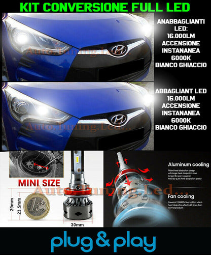LAMPADE ANABBAGLIANTI + ABBAGLIANTI LED 16.000LM PER HYUNDAI VELOSTER
