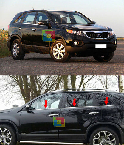CORNICE FINESTRINI CROMATA KIA SORENTO 2010-2017 ADESIVA 3M ACCIAIO AUTOELEGANCERICAMBI