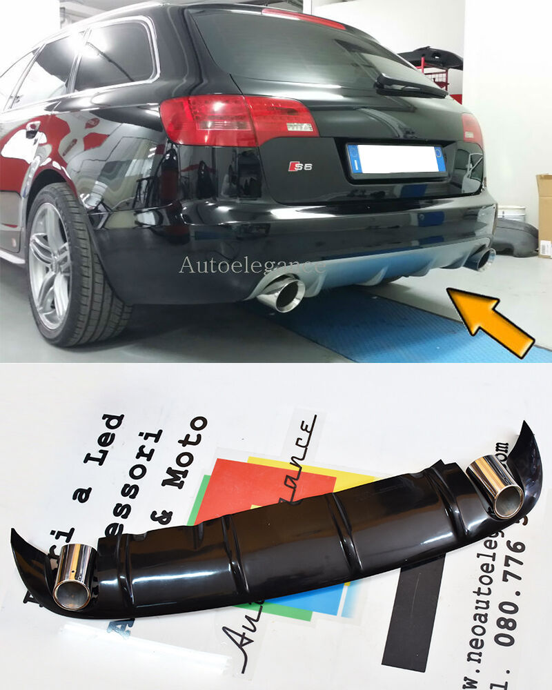 AUDI A6 4F C6 2004-2008 AVANT DIFFUSORE SOTTO PARAURTI RS6 + TERMINALI ACCIAIO AUTOELEGANCERICAMBI