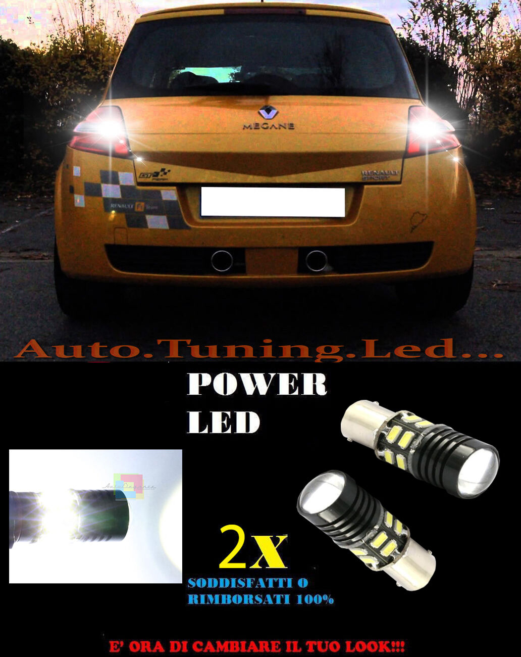 LED REVERSING LIGHTS P21W BA15 RENAULT MEGANE 2 6000K CANBUS NO ERROR
