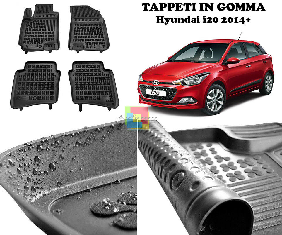 HYUNDAI I20 2014 IN POI TAPPETINI AUTO IN GOMMA - TAPPETI TOP QUALITA -1-