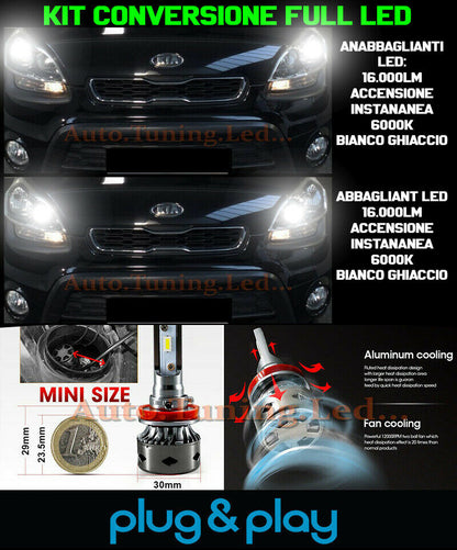 LAMPADE ANABBAGLIANTI + ABBAGLIANTI LED 16.000LM PER KIA SOUL II NO AVARIA
