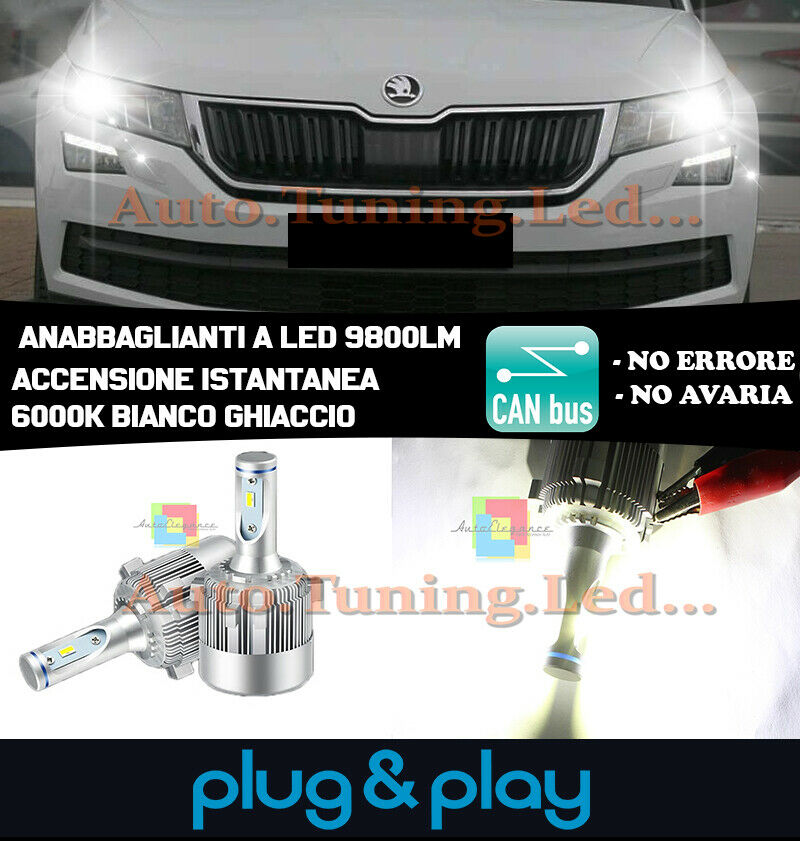 SKODA KODIAQ LED LOW BEAM HEADLIGHTS NO FAILURE 9800LM PLUG AND PLAY .-