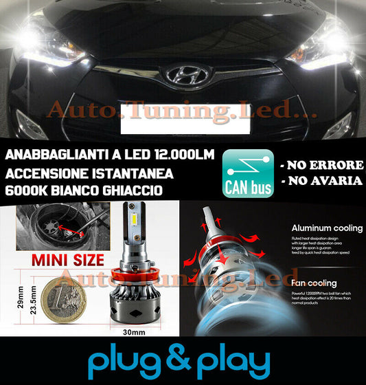 LAMPADE ANABBAGLIANTI LED HYUNDAI VELOSTER ISTANTANEO NO AVARIA 12.000LM