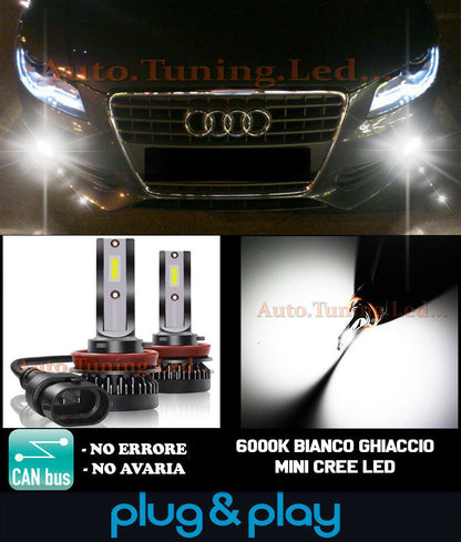LAMPADE FENDINEBBIA A LED CREE AUDI A4 B8 PRE LIFT CAMBUS BIANCO GHIACCIO 8000LM